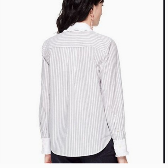 kate spade embroidered stripe ruffle top size small nwt - Picture 3 of 6
